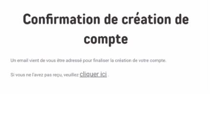 Confirmation de création de compte